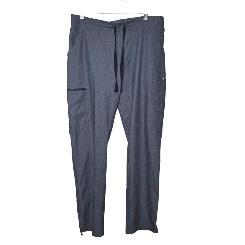 Figs Scrub Yola Skinny Pants Heather Denim Blue/Grey Size S